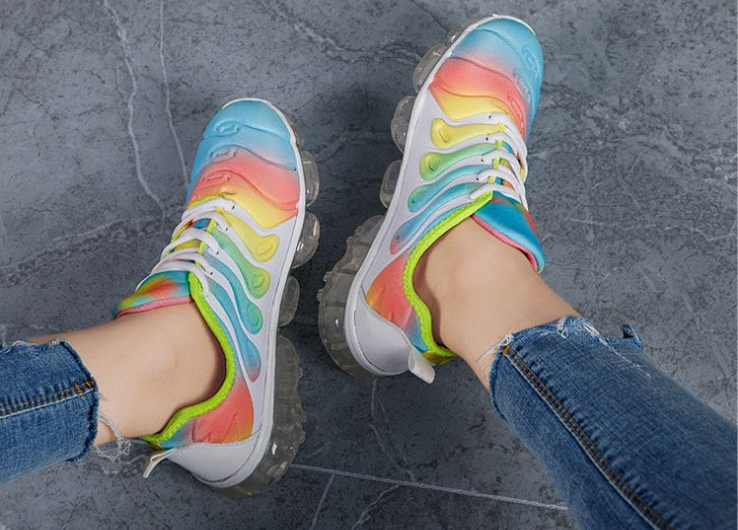 Lace-up colorful multicolor low-top sneakers