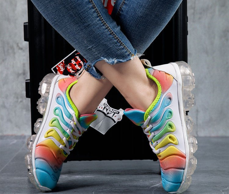 Lace-up colorful multicolor low-top sneakers