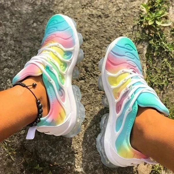 Lace-up colorful multicolor low-top sneakers